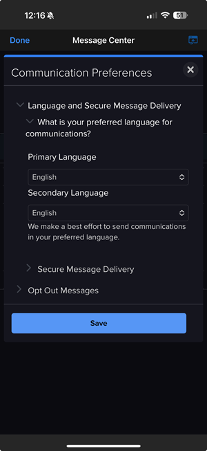 The communication preferences on the iPhone